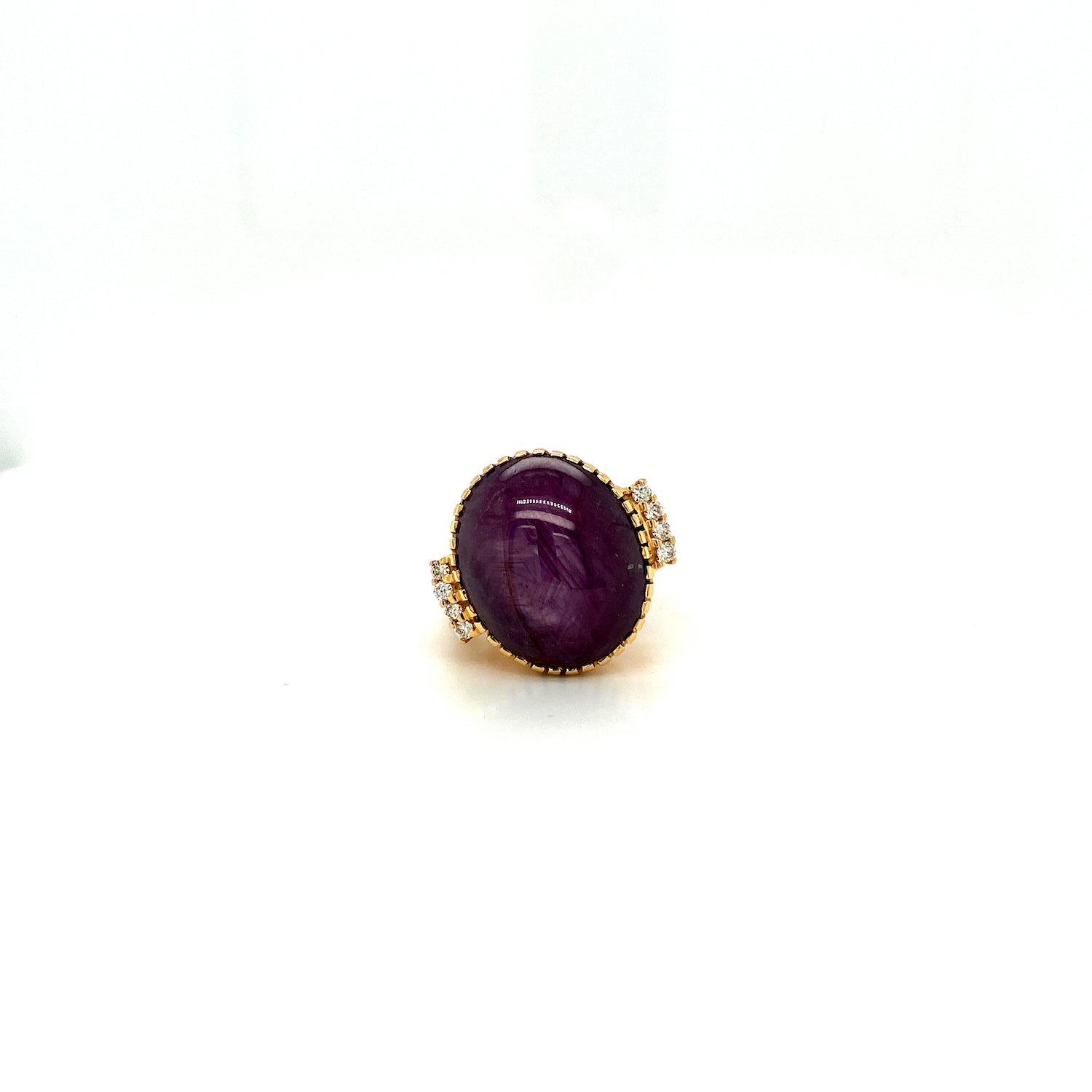 Ruby Star and Diamond Ring in 14K Yellow Gold - KGR 16174 - Zyrola