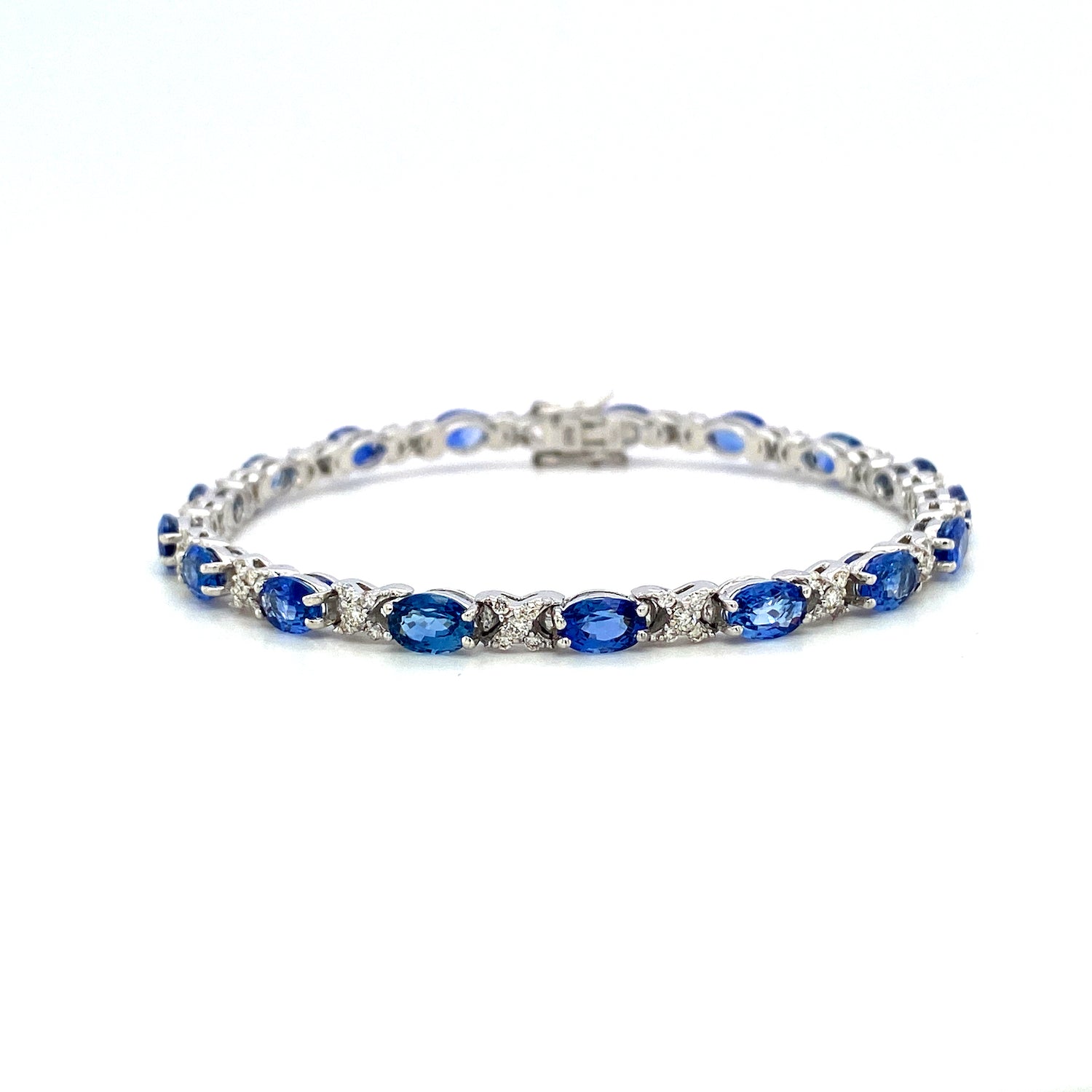 Sapphire and Diamond Bracelet in 14K White Gold - KGD 41486 - Zyrola