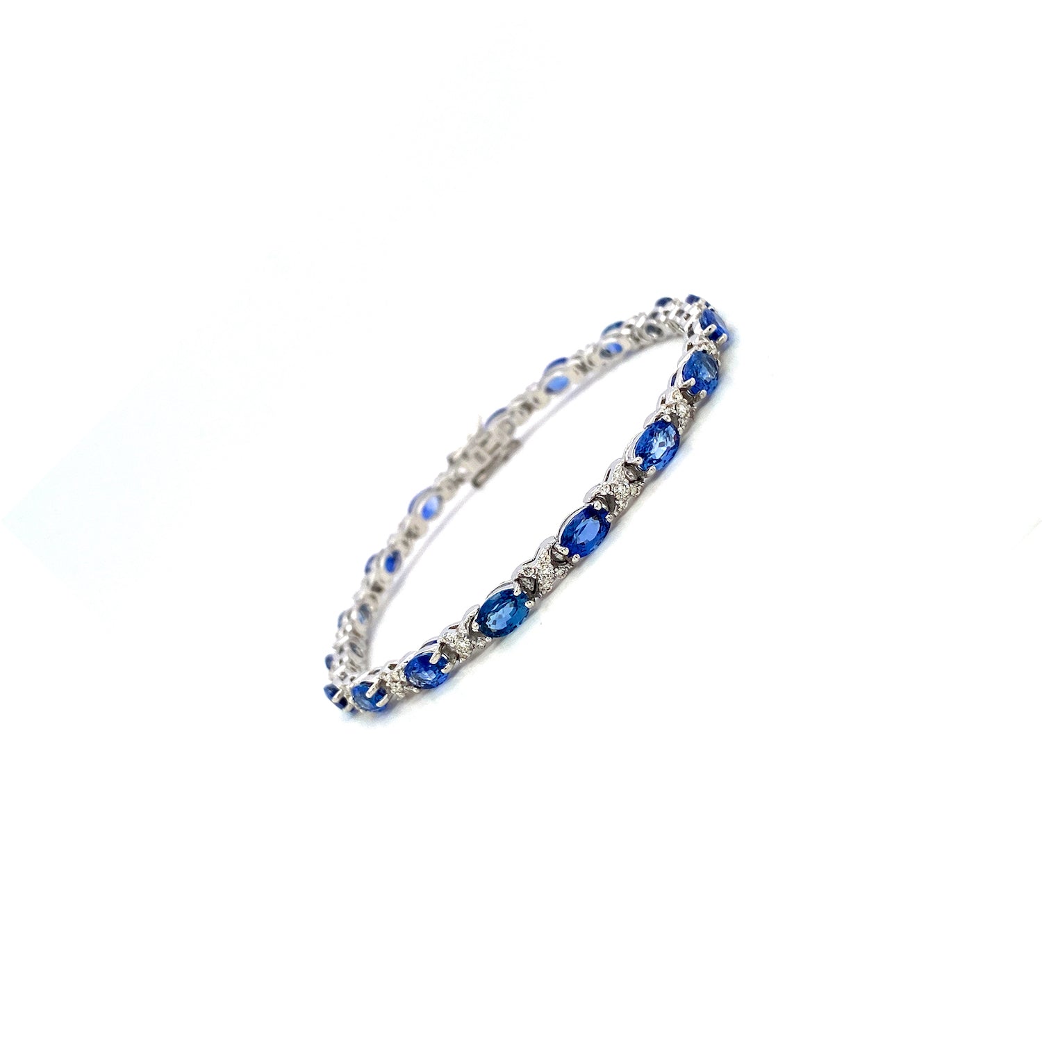 Sapphire and Diamond Bracelet in 14K White Gold - KGD 41486 - Zyrola