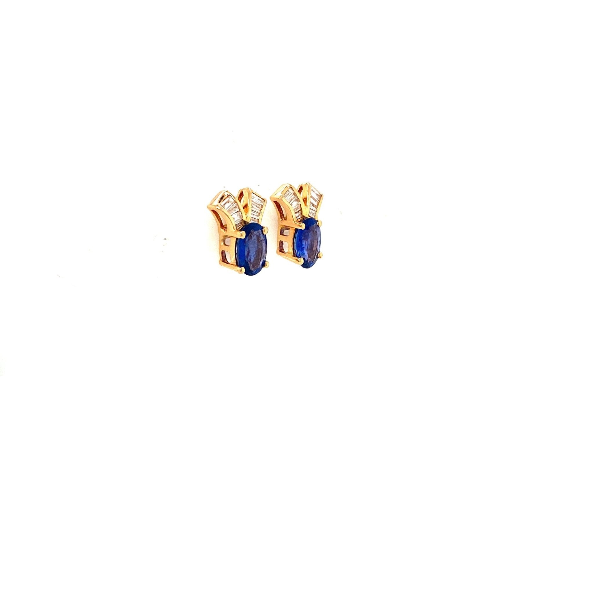Sapphire and Diamond Earrings in 14K Yellow Gold - KGT 32175 - Zyrola