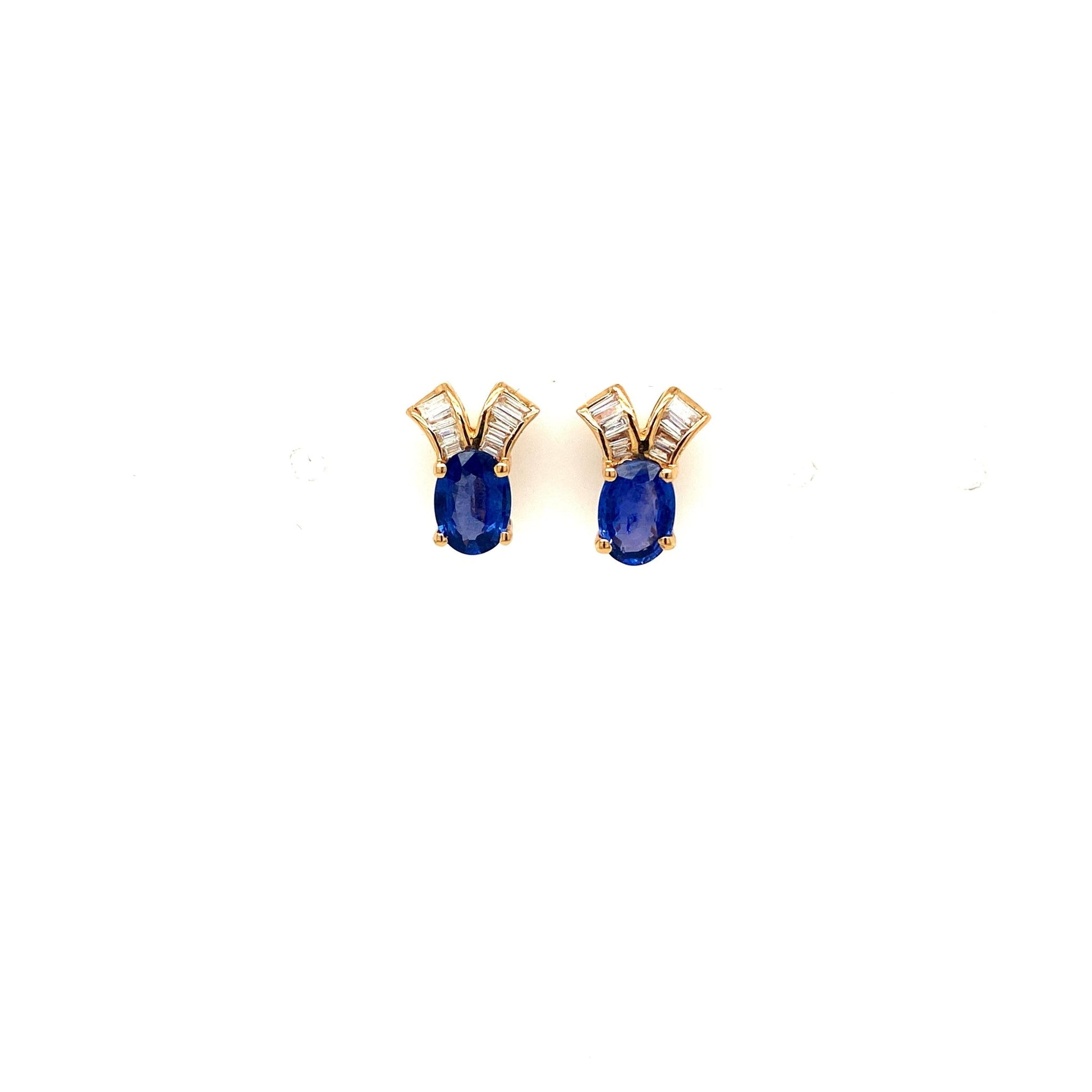 Sapphire and Diamond Earrings in 14K Yellow Gold - KGT 32175 - Zyrola