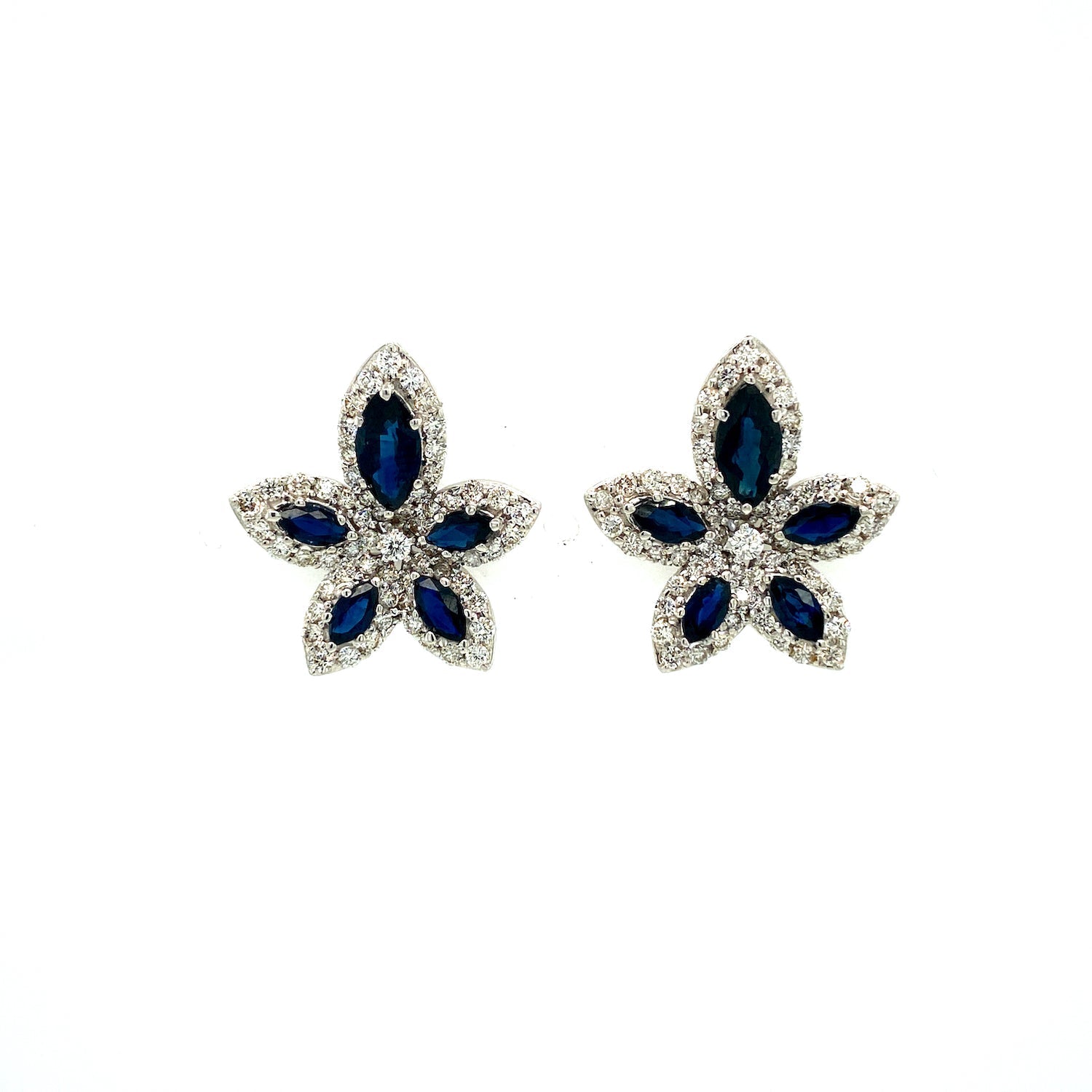 Sapphire and Diamond Earrings in 18K White Gold - KGT 32703 - Zyrola