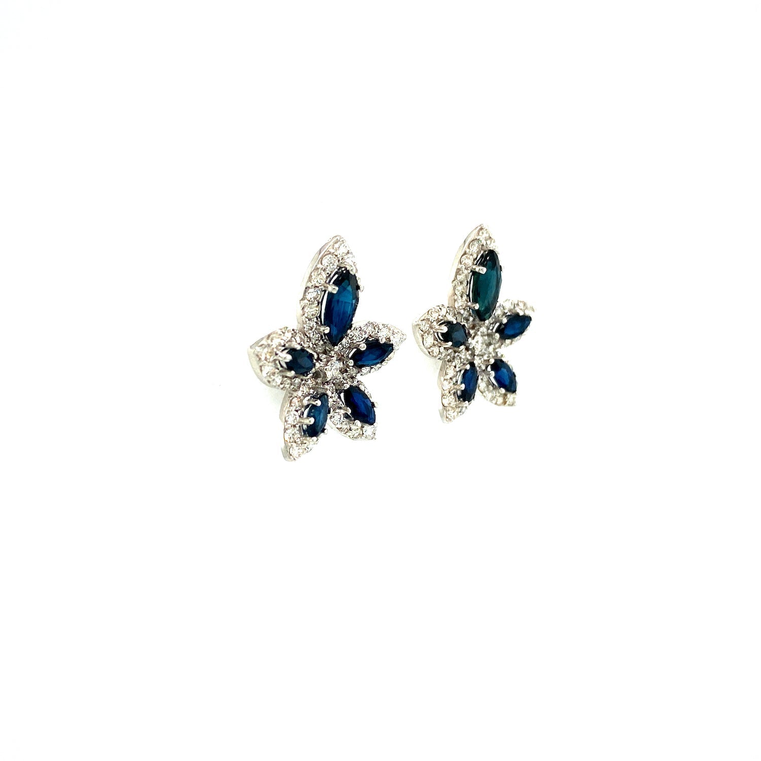 Sapphire and Diamond Earrings in 18K White Gold - KGT 32703 - Zyrola