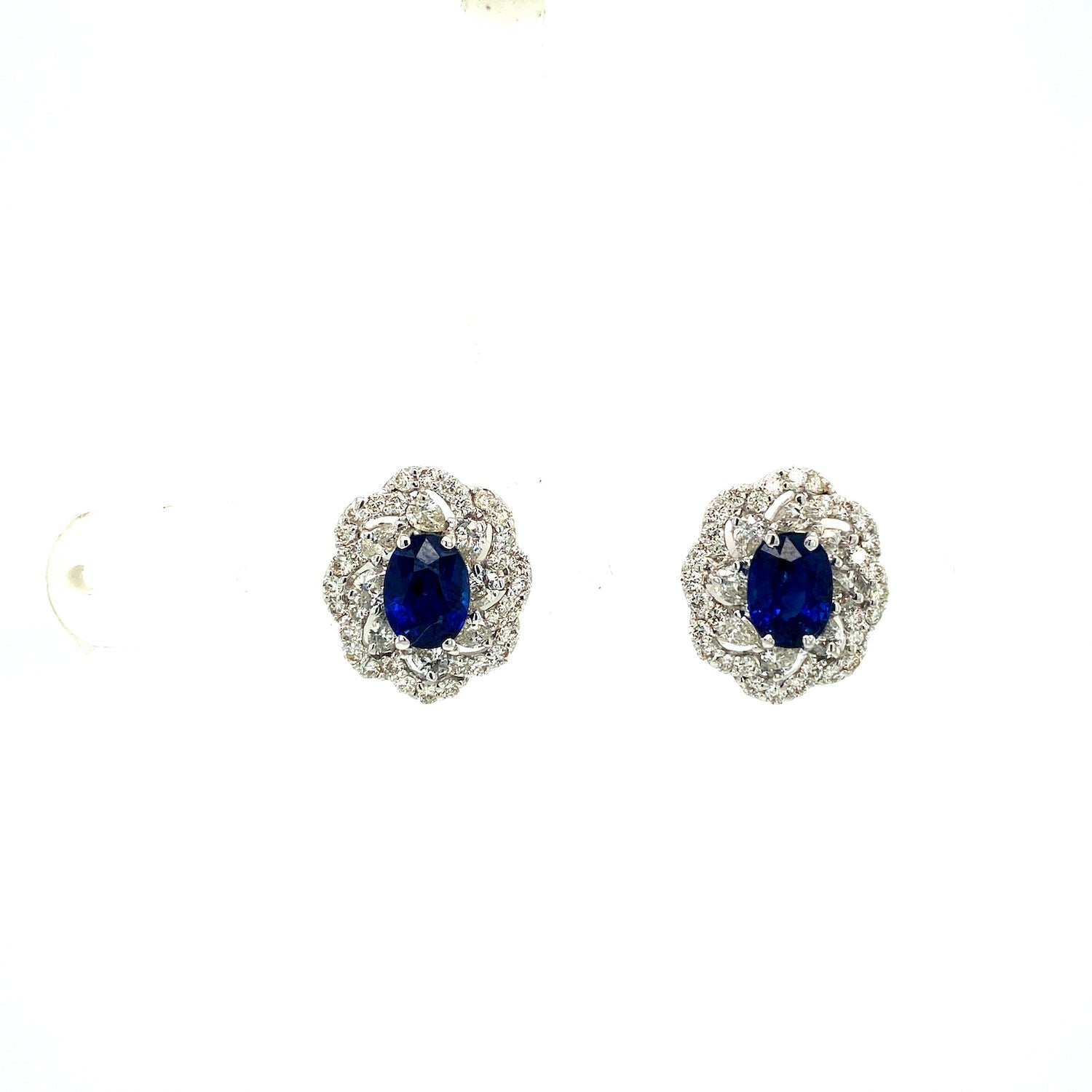 Sapphire and Diamond Earrings in 18K White Gold - KGT 33361 - Zyrola