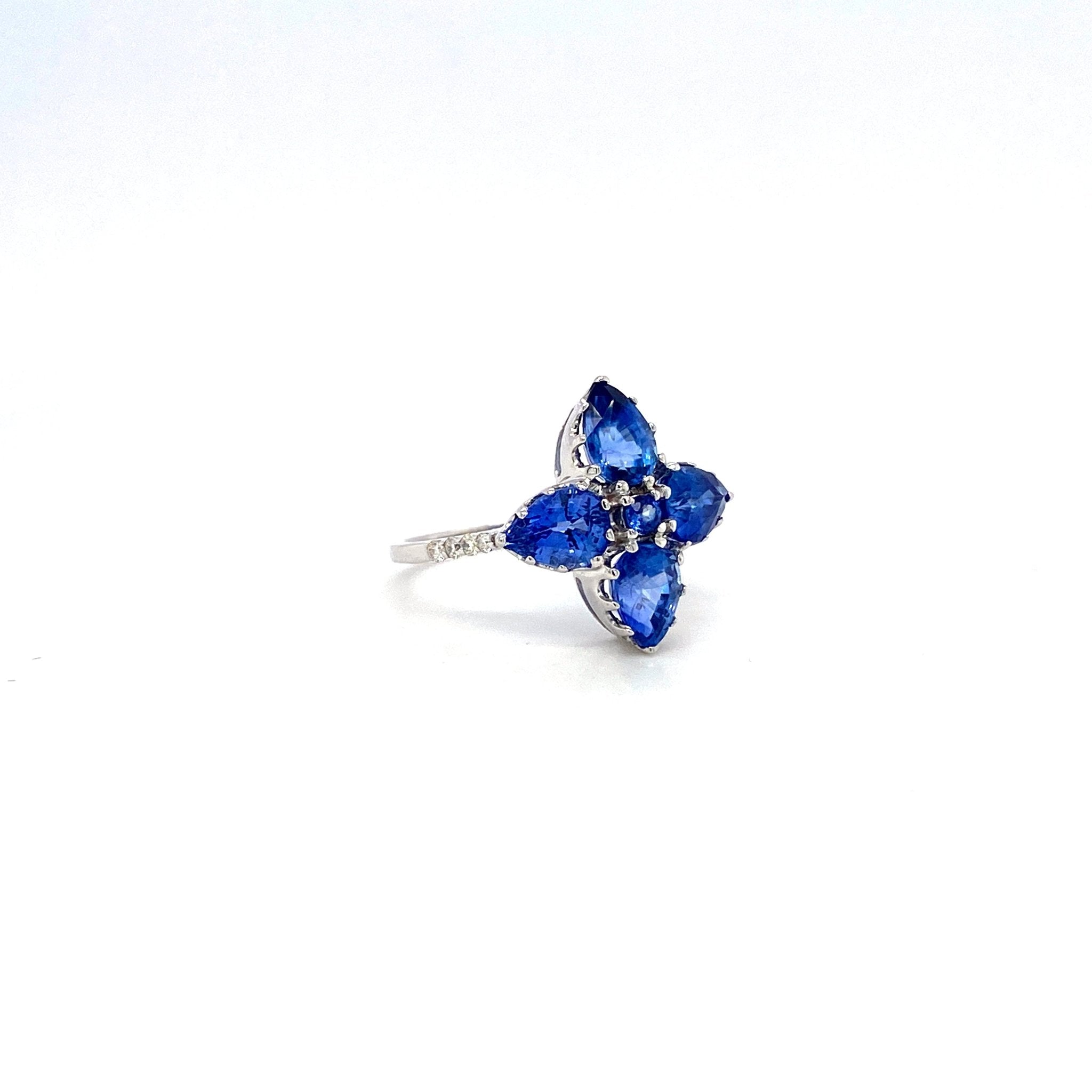Sapphire and Diamond Ring in 14K White Gold - KGR 16079 - Zyrola