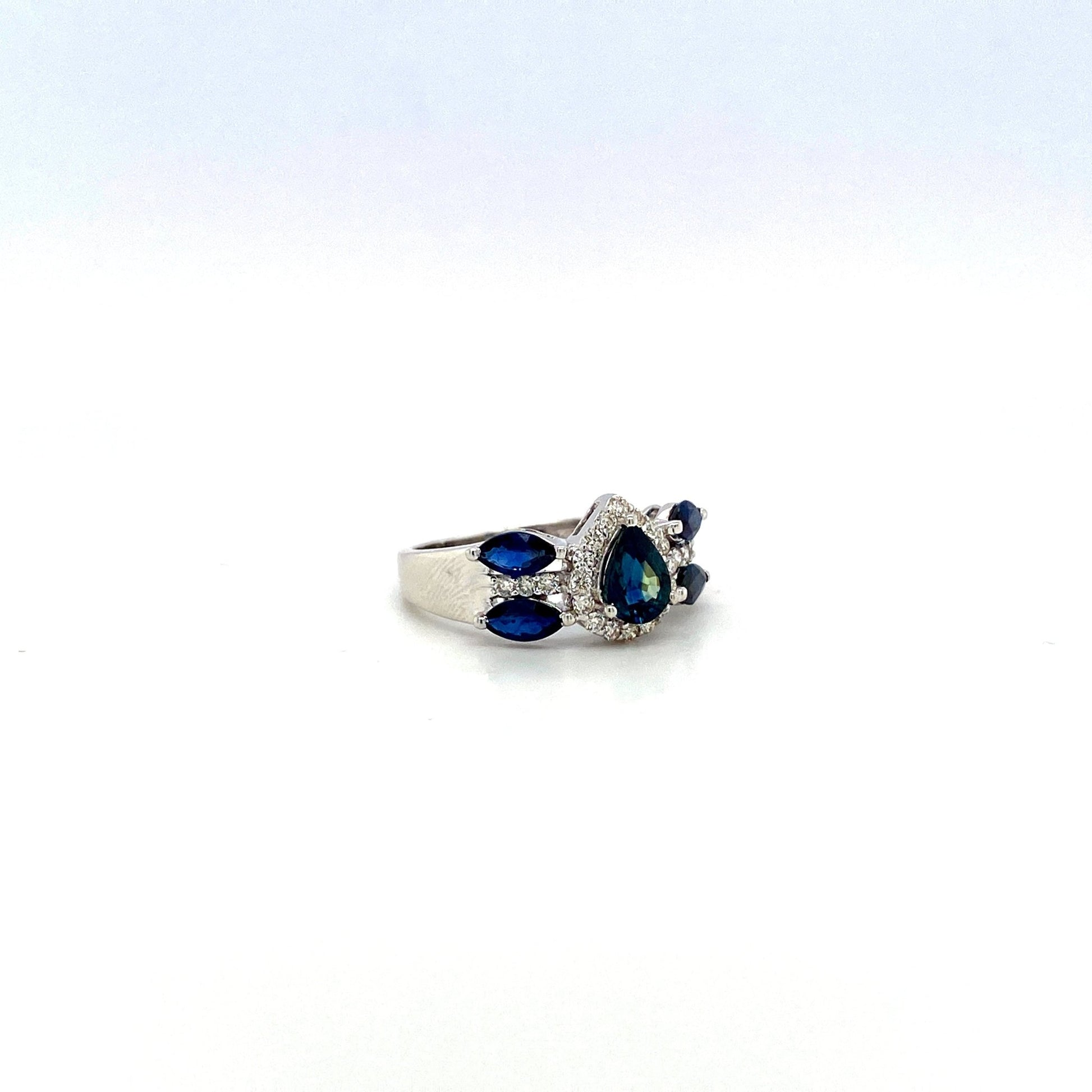 Sapphire and Diamond Ring in 18K White Gold - KGR 14858 - Zyrola