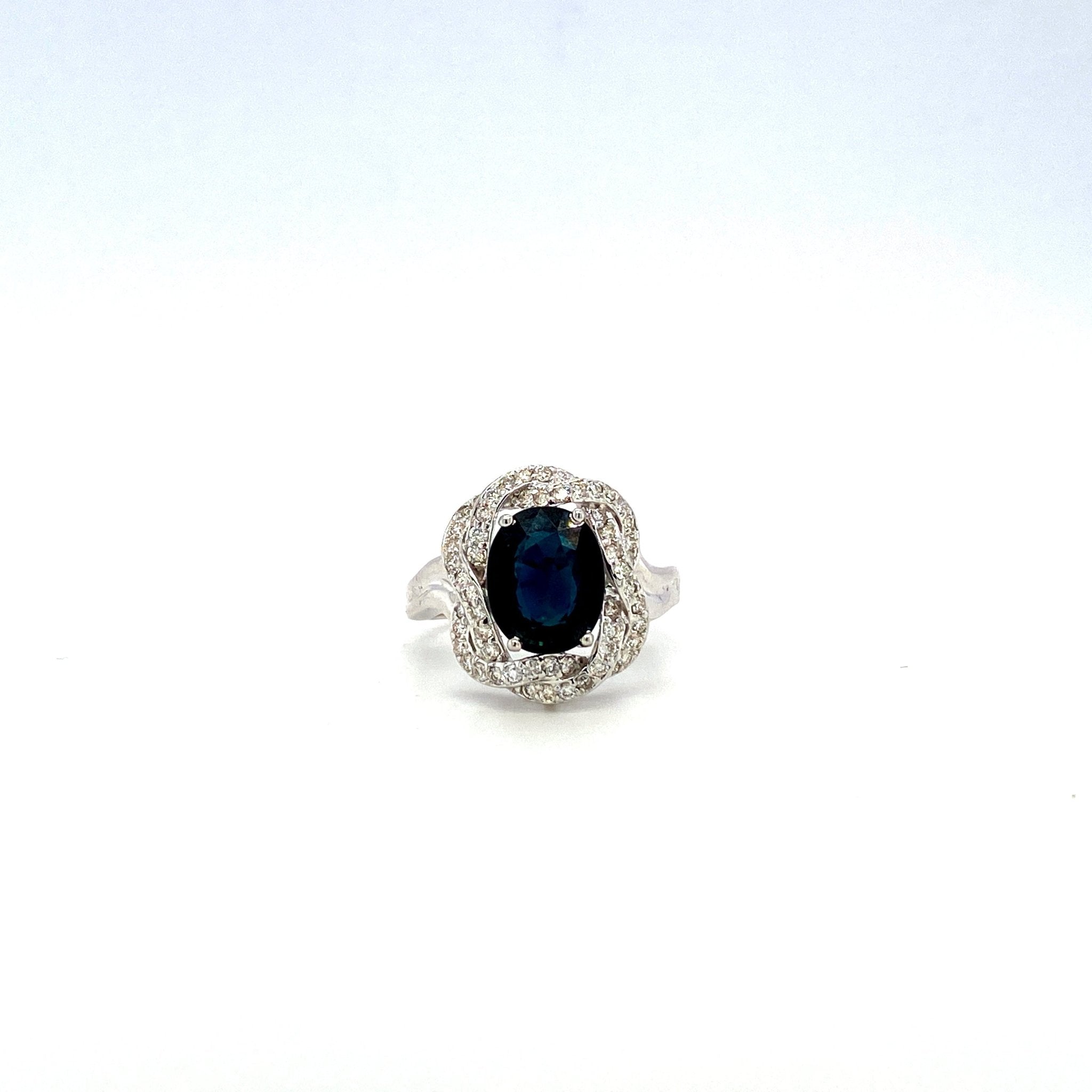 Sapphire and Diamond Ring in 18K White Gold - KGR 15091 - Zyrola
