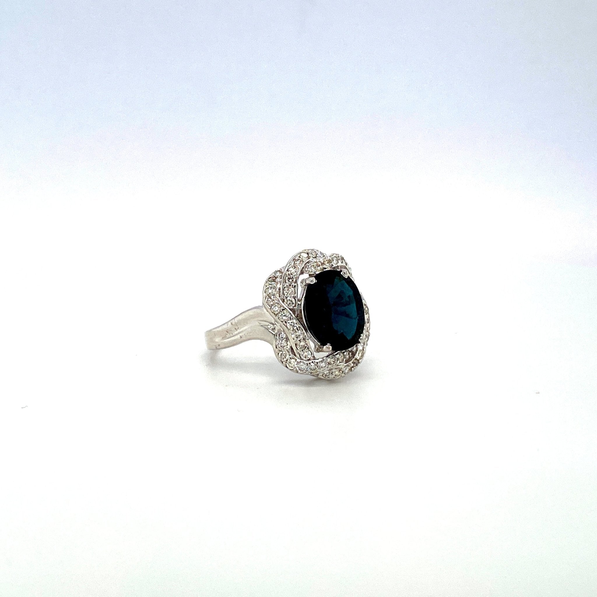 Sapphire and Diamond Ring in 18K White Gold - KGR 15091 - Zyrola