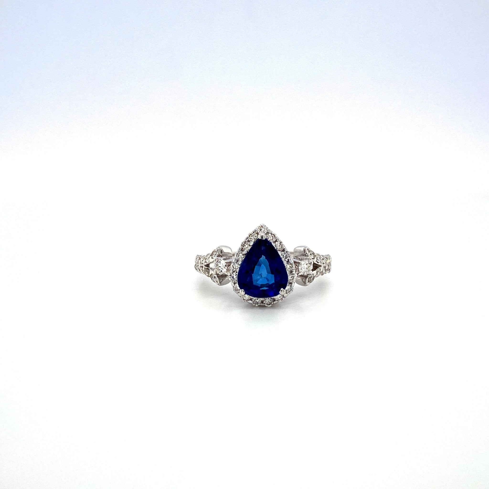 Sapphire and Diamond Ring in 18K White Gold - KGR 15957 - Zyrola