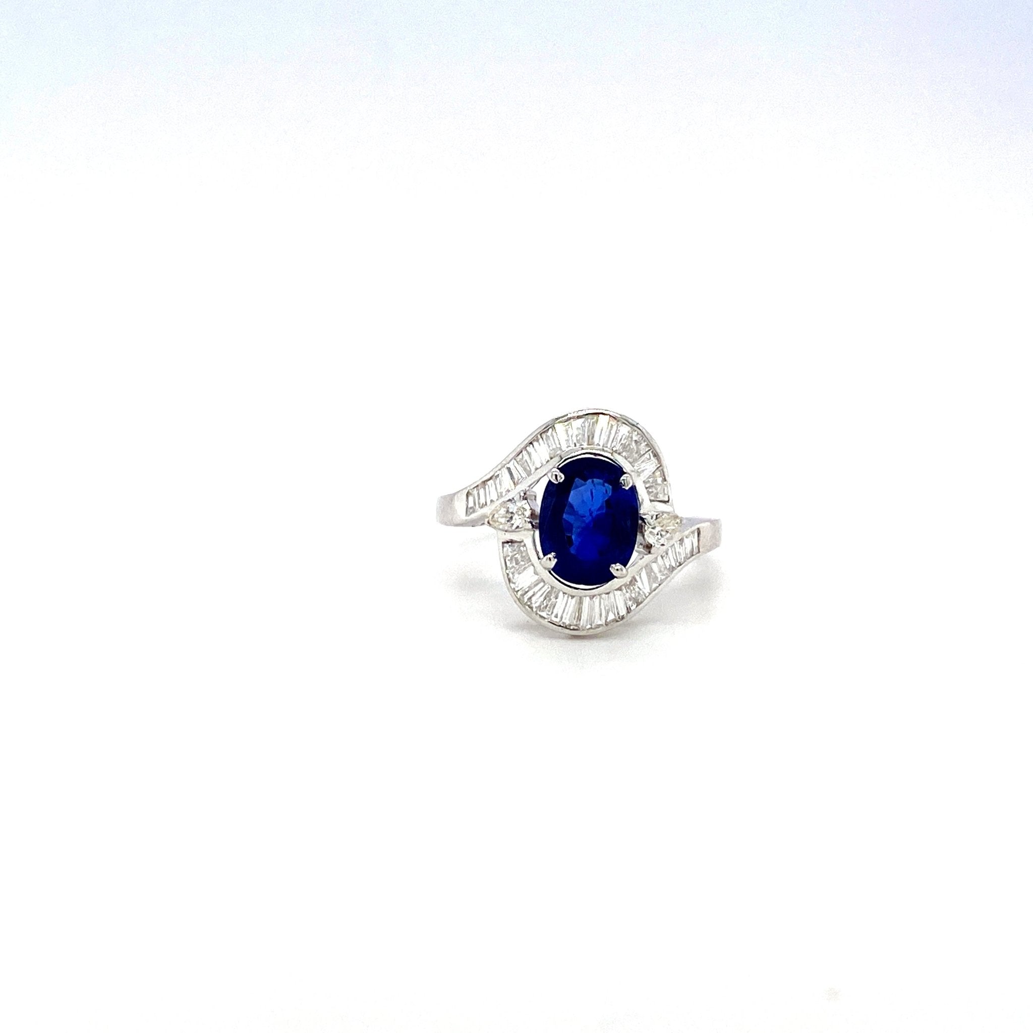 Sapphire and Diamond Ring in 18K White Gold - KGR 16532 - Zyrola