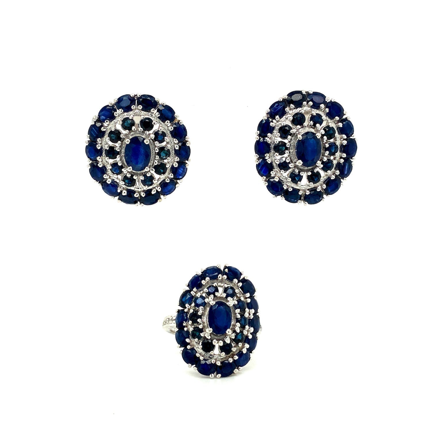 Sapphire Jewellery Set in .925 Sterling Silver - KSS 6514 - Zyrola