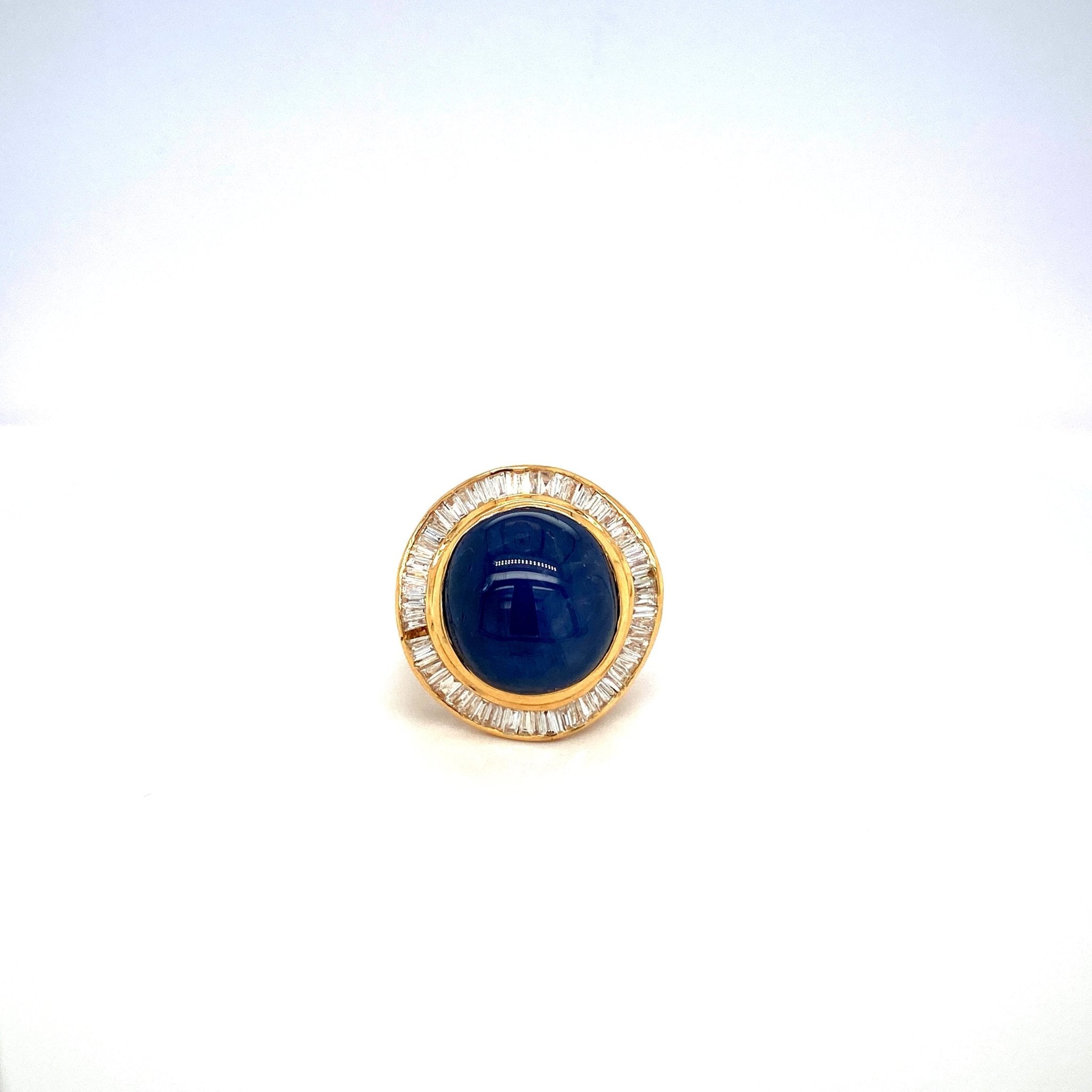 Sapphire Star and Diamond Ring in 18K Yellow Gold - KGR 13438 - Zyrola