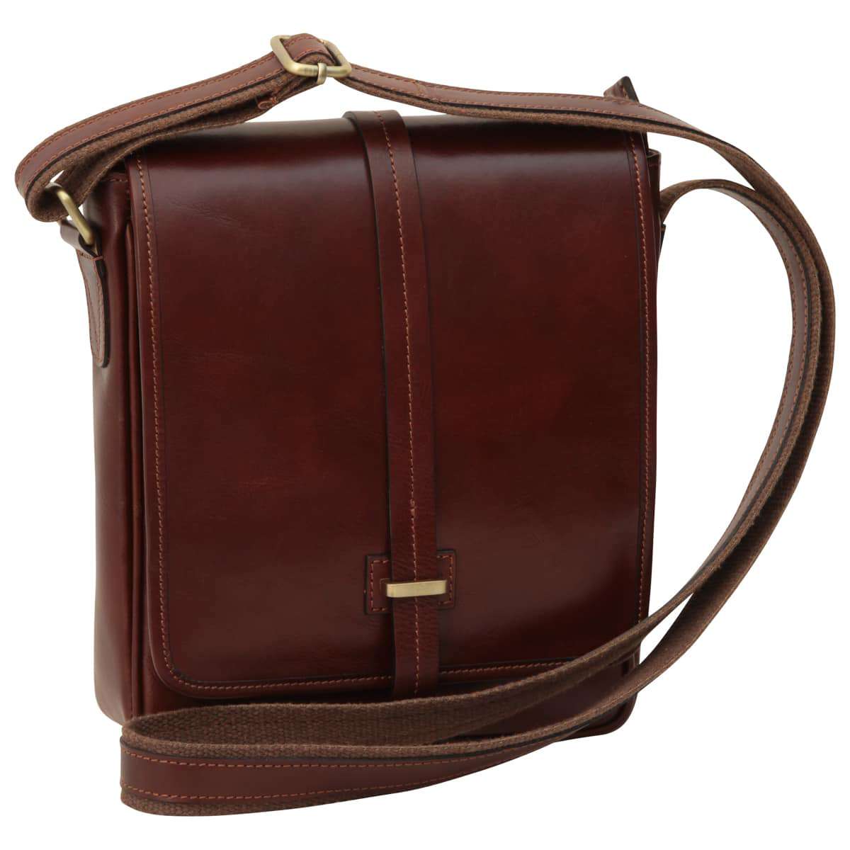 Small leather bag with magnetic closure - Brown - Zyrola
