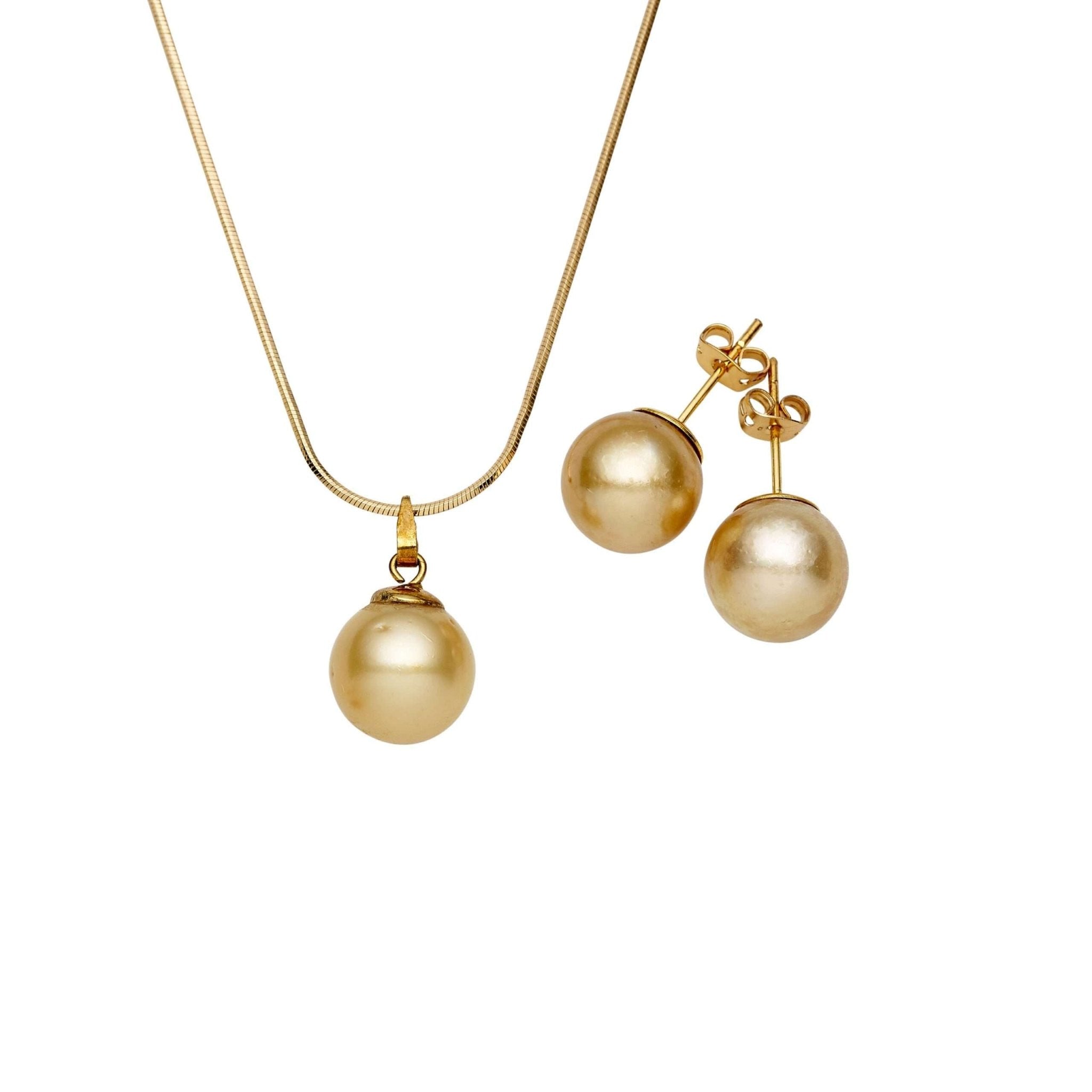 South Sea Gold Pearls Mount White Set 13 - 14 mm - Zyrola