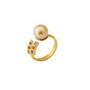 South Sea Golden Pearl 10.5 - 11.5 mm AdjustableSize 7 Ring with Pink Tourmaline Stone 2 - Zyrola