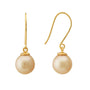 South Sea Golden Pearls French Hook Nantes Earrings in 10 CT Gold 8.5 - 9.5 MM AA+ - Zyrola