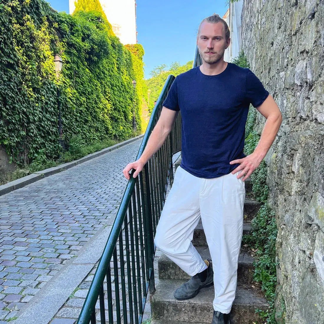 Straight Cut Pants - 100% Thick Cotton, Made in France - Zyrola