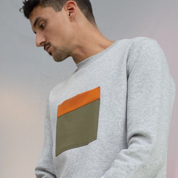 Sweatshirt Jiba - Chiné/Orange - Zyrola